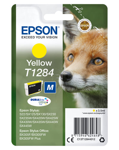 Epson Fox Singlepack Yellow T1284 DURABrite Ultra Ink Epson Fox Singlepack Yellow T1284 DURABrite Ultra Ink